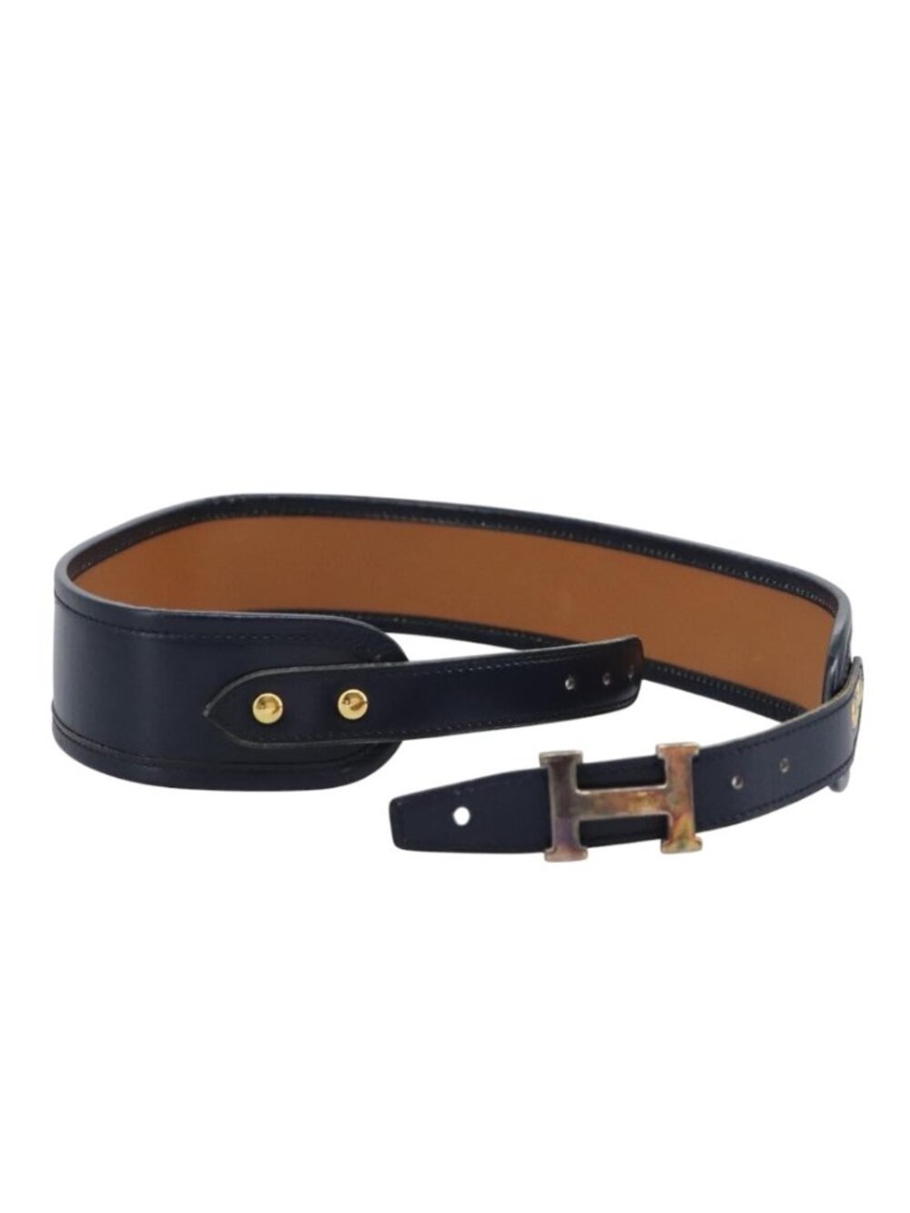 HERMES Constance Belt Leather Navy